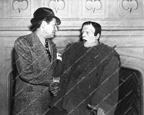director Rowland V Lee, Boris Karloff on set - 1939 film Son of Frankenstein - 0460-020