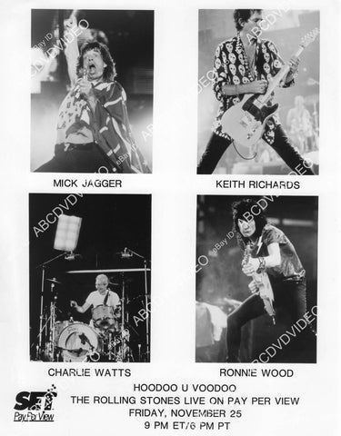 8b11-424 Mick Jagger Keith Richards Charlie Watts Ronnie Wood Rolling Stones TV pay per view 8b11-424
