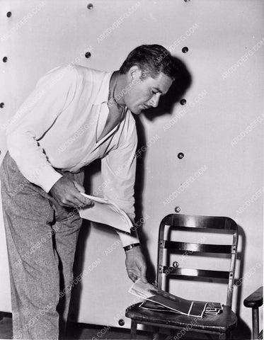 candid Errol Flynn in sound studio film That Forsyte Woman 142-06