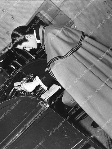 candid Tyrone Power banging on the typewriter behind the scenes film Marie Antoinette 737-36