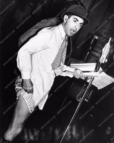 Eddie Cantor in garters and underwear at CBS Radio microphone 856-17