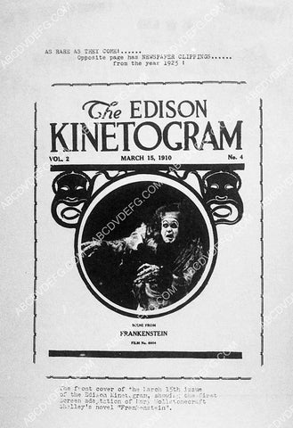 ad slick Edison Kinetogram silent film Frankenstein 10771-26