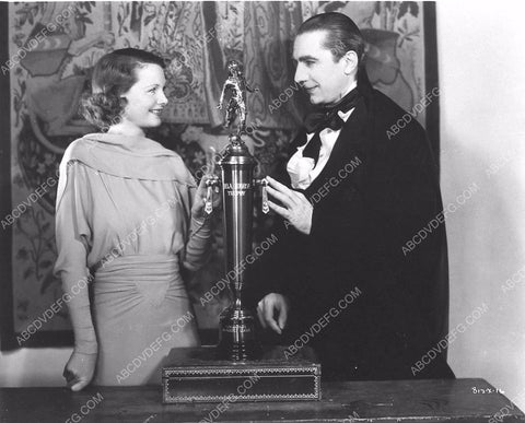 great candid Elizabeth Allan Bela Lugosi w soccer trophy on set Mark of the Vampire 1209-01