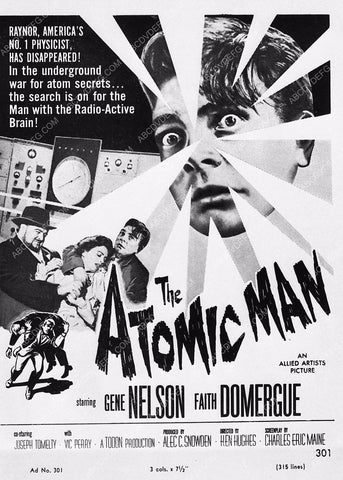 ad slick Gene Nelson Faith Domergue sci-fi film The Atomic Man 1209-14