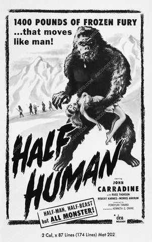 ad slick John Carradine film Half Human 1209-22