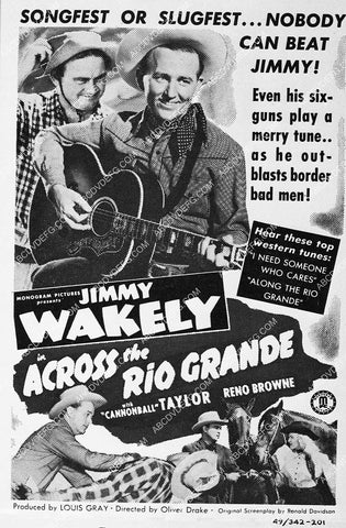 ad slick Jimmy Wakely film Across the Rio Grande 1331-25