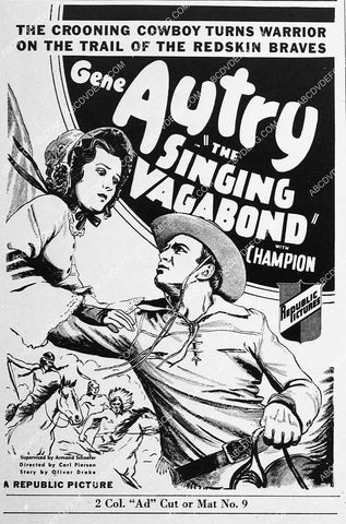 ad slick Gene Autry western film The Singing Vagabond 1331-26