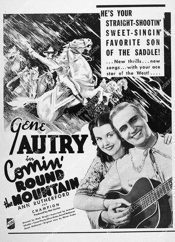 ad slick Gene Autry Ann Rutherford film Comin' Round the Mountain 1331-33