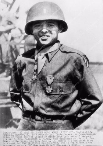 news photo Audie Murphy age 20 receiving most recent medals WW II 1584-08