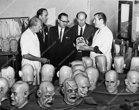 candid Christopher Lee Forrest J Ackerman makeup artist Bud Westmore in the shop 1627-23