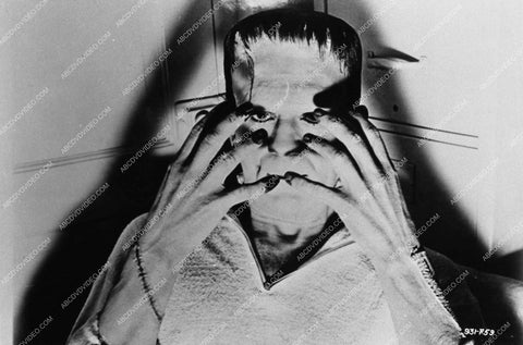 Boris Karloff sitting in the makeup chair film Son of Frankenstein 1629-20