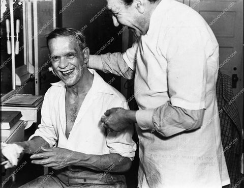 Jack Pierce applies makeup for Boris Karloff film Son of Frankenstein 1630-22