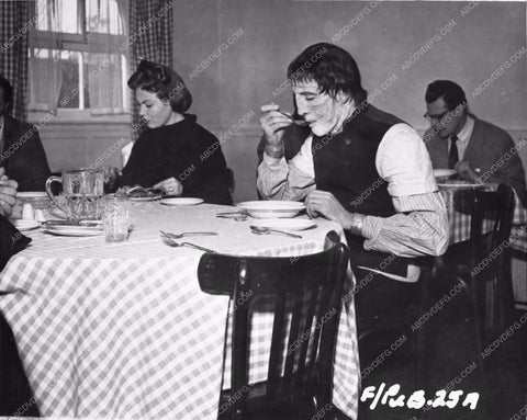 candid Christopher Lee at the commisary Curse of Frankenstein 1714-31