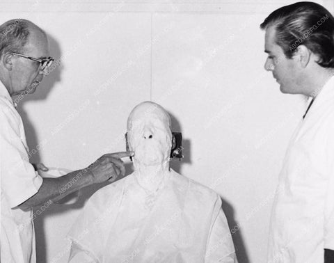candid Christopher Lee in makeup chair for life mask 1734-21