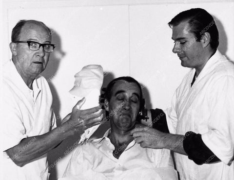candid Christopher Lee in makeup chair for life mask 1734-22