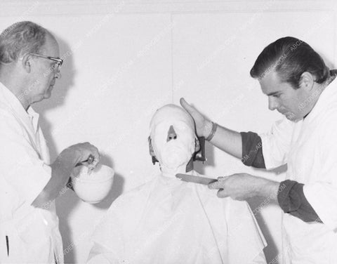 candid Christopher Lee in makeup chair for life mask 1734-23