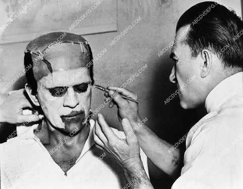 Jack Pierce puts makeup on Boris Karloff for Son of Frankenstein 1750-05