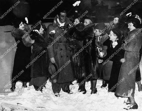 Clark Gable Carole Lombard have snowball fight w fans and friends 1909-03