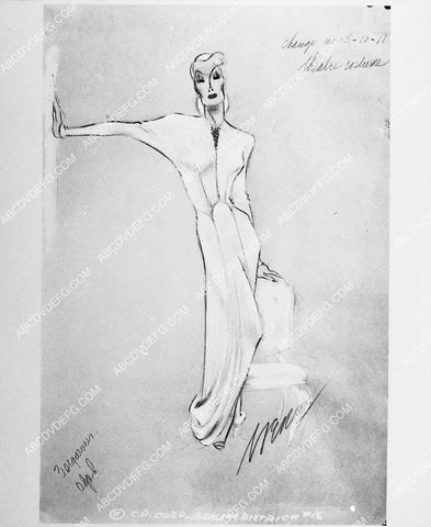 Columbia Studios wardrobe costume sketch by Irene for Marlene Dietrich film Lady Is Willing 2253-18