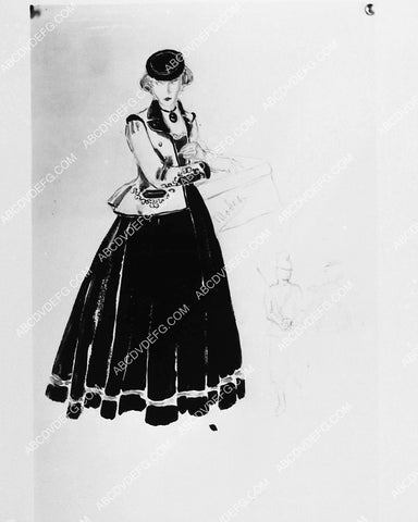 Columbia Studios wardrobe costume sketch by Ernst Dryden film The King Steps Out 2253-31