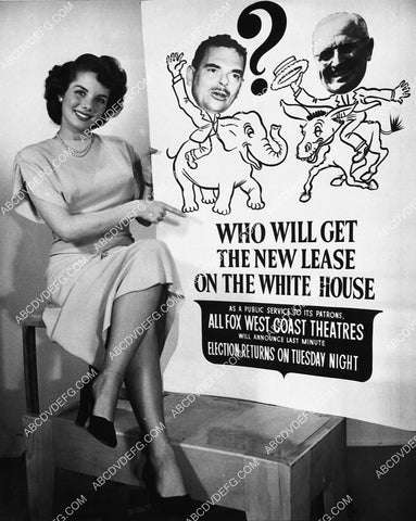 Colleen Townsend invites you to watch election results for Dewey vs Truman at Fox West Coast Theatres 2308-21