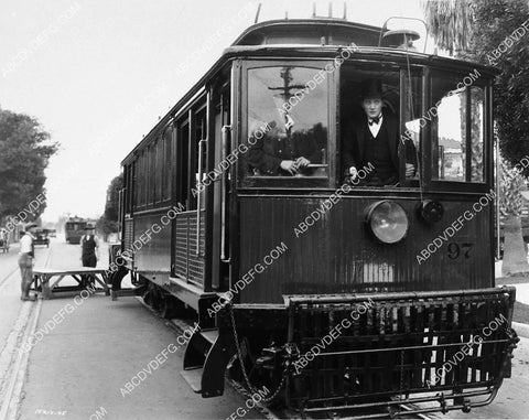 Conrad Nagel on real streetcar filming silent film 2373-25