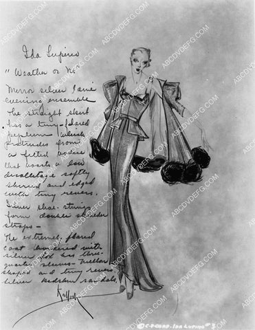 costume wardrobe sketch by Robert Kalloch for Ida Lupino unknown film 2379-34