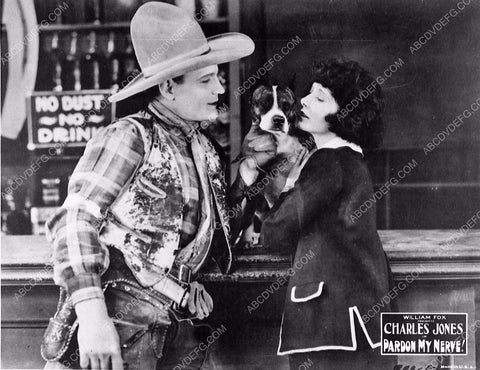 Buck Jones Mae Busch and dog at the bar silent film Pardon My Nerve 2540-05