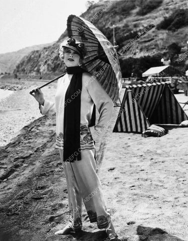 Esther Ralston on the beach w her parasol silent film The American Venus 2778-14