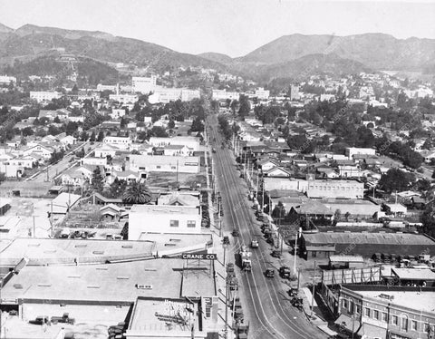 1928 historic Hollywood Los Angeles north view up Highland 2877-16