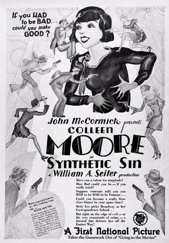 Colleen Moore flapper girl add slick film Synthetic Sin 2908-34