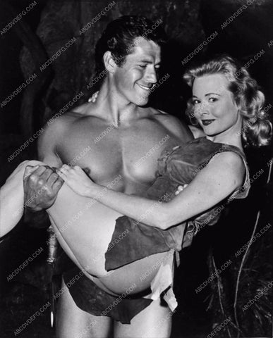 beefcake Gordon Scott holds leggy Eve Brent behind the scenes Tarzan 2957-13