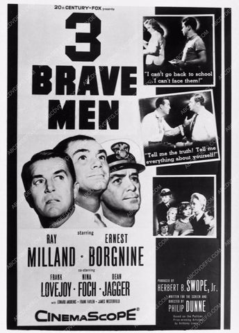 ad slick Ray Milland Ernest Borgnine 3 Brave Men 3057-07