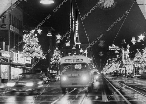 historic Los Angeles Hollywood 1955 Hollywood Blvd Christmas at night 3202-06