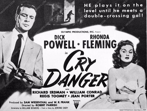 ad slick Dick Powell Rhonda Flemiing film noir Cry Danger 3388-02