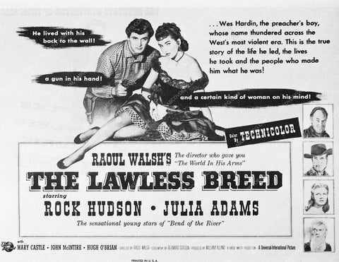 ad slick Julia Adams Rock Hudson The Lawless Breed 3458-02