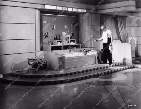 Eddie Quillan in bath tub art deco bathroom film The Mandarin Mystery 3502-31