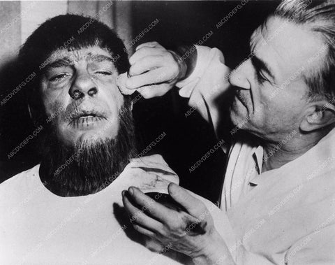 Jack Pierce doing makeup on Lon Chaney Jr. as Wolfman 3506-06