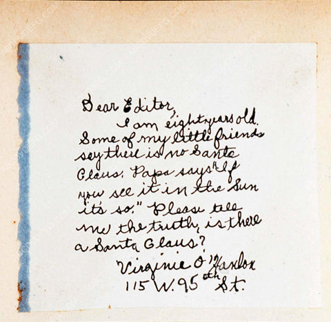 copy of original letter "Yes, Virginia There Is a Santa Claus" 35m-13507
