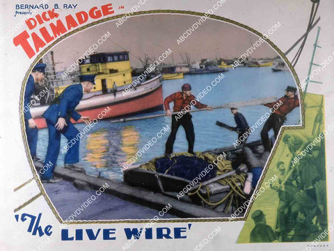 Richard Talmadge fighting on the docks film The Live Wire 35m-15978