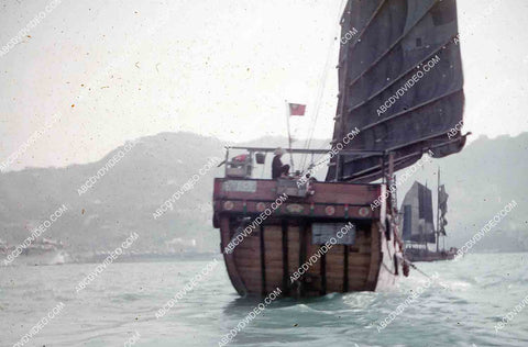 circa 1956 historic Hong Kong bay w boats sailing across 35m-16362