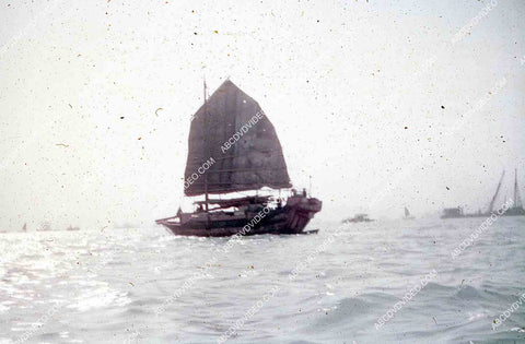 circa 1956 historic Hong Kong bay w boats sailing across 35m-16364