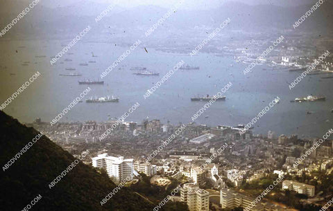 circa 1956 historic Hong Kong bay w boats & ships sailing across 35m-16392