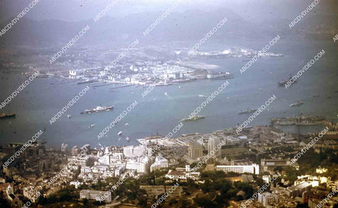 circa 1956 historic Hong Kong bay w boats & ships sailing across 35m-16393