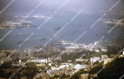 circa 1956 historic Hong Kong bay w boats & ships sailing across 35m-16394