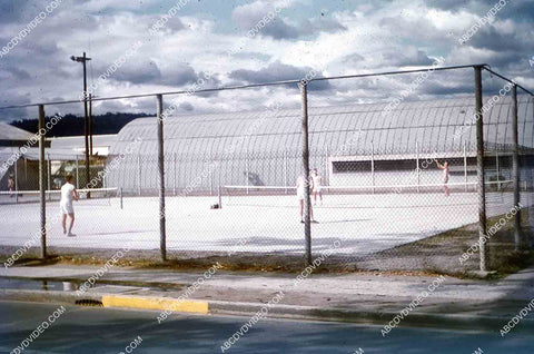 circa 1956 U.S. sailors play tennis at Subic Bay Philippines Naval Base 35m-16429