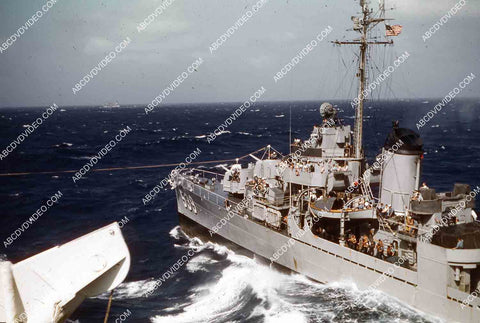 circa 1956 U.S. Naval support vessels viewed from deck aircraft carrier USS Shangri-La 35m-16444