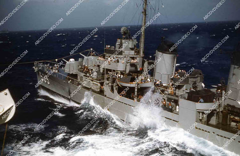 circa 1956 U.S. Naval support vessels viewed from deck aircraft carrier USS Shangri-La 35m-16448