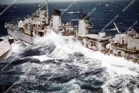 circa 1956 U.S. Naval support vessels viewed from deck aircraft carrier USS Shangri-La 35m-16449