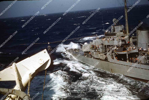 circa 1956 U.S. Naval support vessels viewed from deck aircraft carrier USS Shangri-La 35m-16451